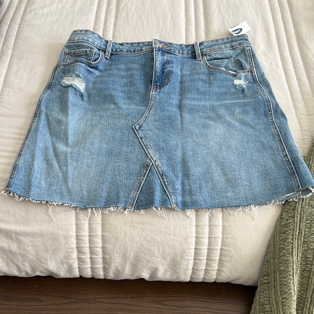Old Navy Denim Mini Skirt with Distressed Accents